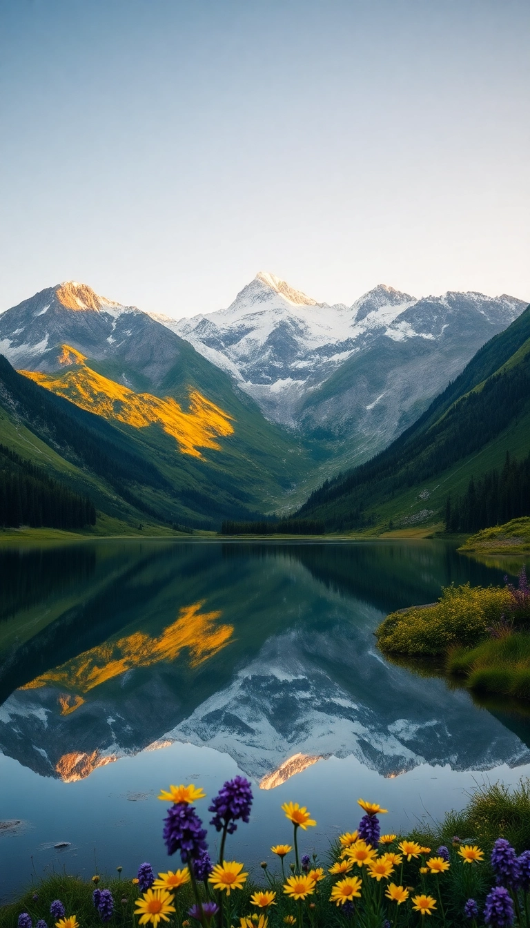 iPhone Beautiful Spring Mountain Reflection Luxurious Wallpaper
